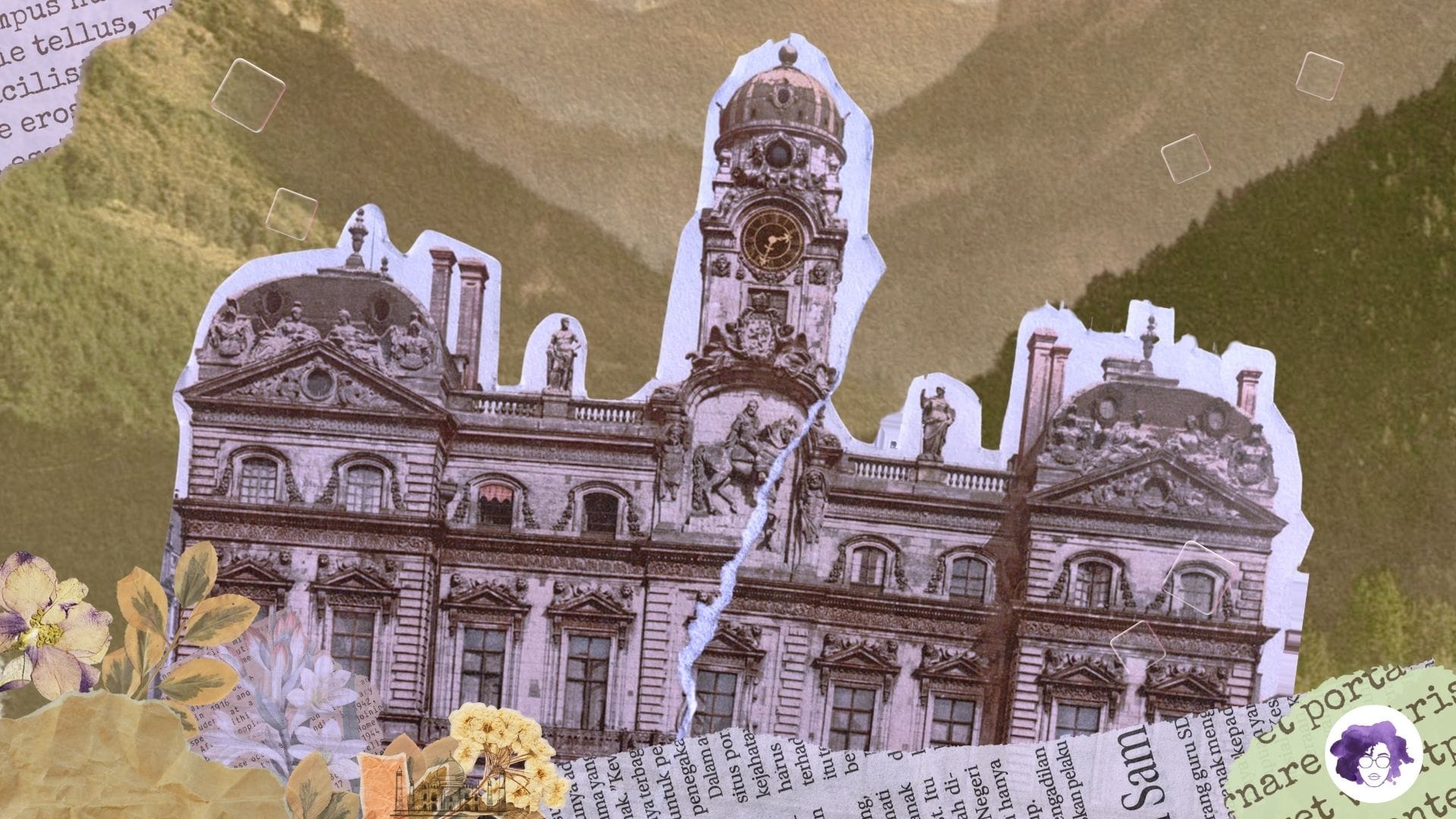 An old British institutional building is shown as a paper cut out.